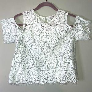 3/$27 Charlotte Russe lace crop top baby teal size small